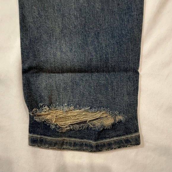 Zara Women Relaxed Mid Waist Mid Rise Jeans Oversized Distressed Blue Size 4 - Picture 3 of 15